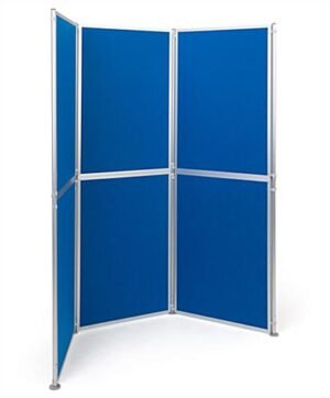 75"w Floor Standing Hook & Loop Display Board, 6 Panels, Double Sided - Blue