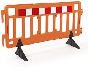 76"w x 40"h Interlocking Crowd Control Barrier, HDPE Plastic - Orange