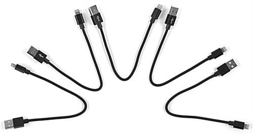 8" Apple Lightning Charging Cables, Pack of 5 - Braided Black Nylon - Image 5