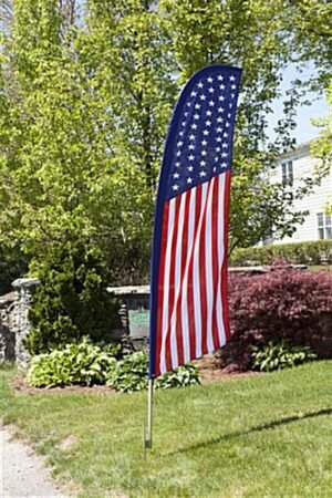 8' Feather Flag with Ground Spike - American Flag Graphic