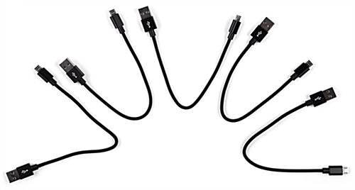 8" Micro USB Charging Cables, Pack of 5 - Braided Black Nylon - Image 5