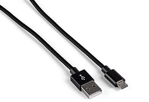 8" Micro USB Charging Cables, Pack of 5 - Braided Black Nylon