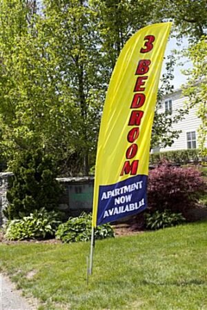 8' Real Estate Feather Flag w/ Spike 3 BEDROOM APARTMENT NOW AVAILABLE Message