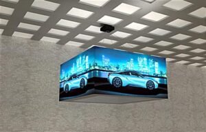 8' Square Hanging Ceiling Banner with Custom Printed Stretch Fabric & LED Lights