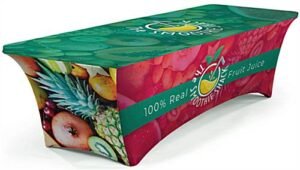 8’ Stretch Table Cover, Full Back & Zipper – Custom Graphics
