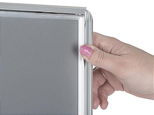 8 x 10 Sign Holder, Wall Mount or Tabletop Use, Hinged Snap Open, Aluminum - Silver - Image 7