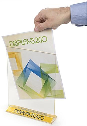 8.5 x 11 Acrylic Sign Holder for Tabletops, Top Insert, Custom UV Graphics - Clear - Image 3