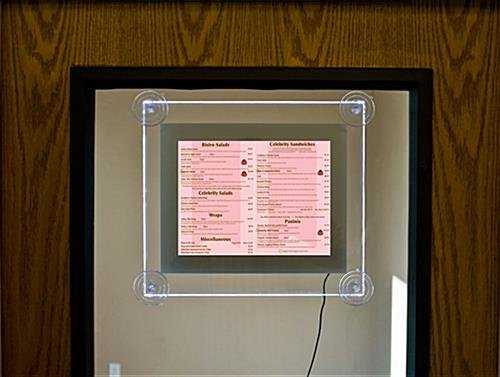 8.5 x 11 Acrylic Sign Holder for Wall or Window, LED Illuminated - Clear - Image 2