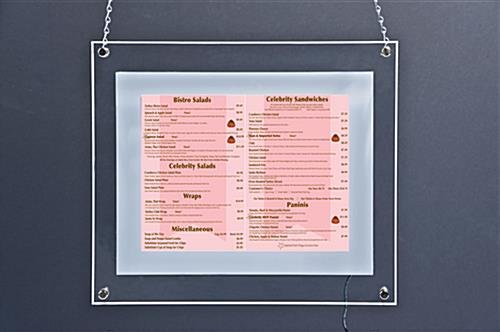 8.5 x 11 Acrylic Sign Holder for Wall or Window, LED Illuminated - Clear