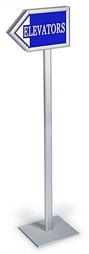 8.5 x 11 Arrow Sign Stand for Floor, Snap Open, Double Sided - Silver
