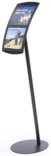 8.5 x 11 Menu Floor Stand for 2 Signs, Magnetic Lens, Convex Curved Frame - Black - Image 2
