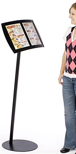 8.5 x 11 Menu Floor Stand for 2 Signs, Magnetic Lens, Convex Curved Frame - Black - Image 4