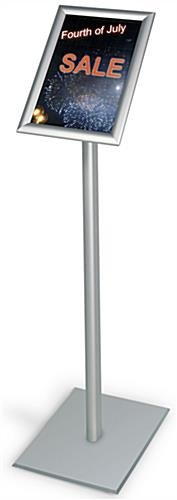 8.5 x 11 Menu Stand for Floor, Snap Open, 47-inch-tall - Silver