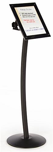 8.5 x 11 Menu Stand for Floor, Tilting Bracket, Curved Post - Black