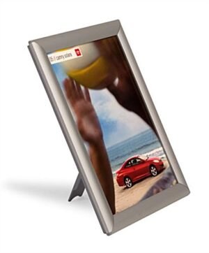 8.5 x 11 Sign Holder for Table or Wall, Snap Open - Silver