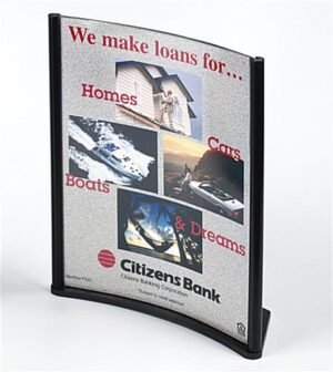 8.5 x 11 Sign Holder for Tabletop with Concave Design, Top Insert - Black