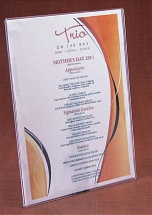 8.5 x 11 Sign Holder with Easel for Tabletops, Clear Plastic Sleeve