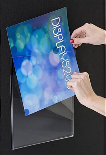 8.5 x 11 Sign Holder with Hook and Loop Fasteners for Display Boards - Clear - Image 5