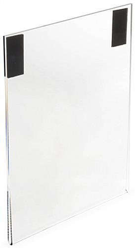 8.5 x 11 Sign Holder with Hook and Loop Fasteners for Display Boards - Clear
