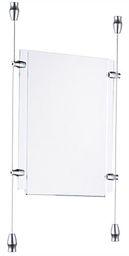8.5 x 11 Sign Holders with Ceiling-to-Floor Cable - Clear