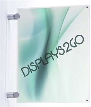 8.5 x 11 Wall Sign Holder with Acrylic Plates, Silver Standoffs - Clear