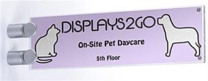 8.5 x 2.5 Wall Sign Holder with Acrylic Plates, Silver Standoffs - Clear
