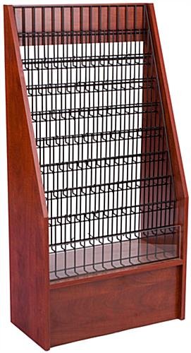 9-Tiered Wood Literature Floor Stand, 4"/8.5w", 22/45 Pockets - Mahogany
