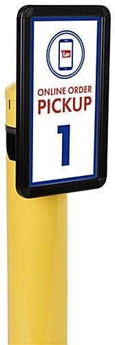 9 x 16 Bollard Sign Holder with Adjustable Clamp, Weather-Resistant - Black
