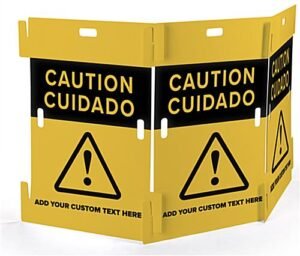 93" x 42" Interlocking Crowd Control Barrier w/ Pre-Printed Caution Graphics - Yellow