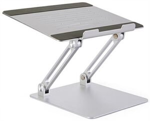 9.37" d Aluminum Laptop Stand, Portable, Adjustable Angle and Height - Silver