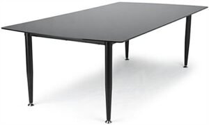 94” x 47” Table with Glass Top, Rectangular, Whiteboard Top - Black