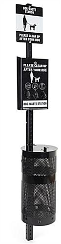 95"h Pet Waste Station with 15 Gallon Disposal Basket and Attached Lid - Black