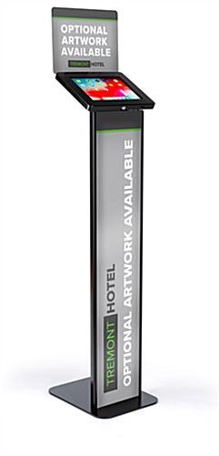 9.7" Tablet Floor Stand with Locking Enclosure and Sign Holder – Black - Image 2