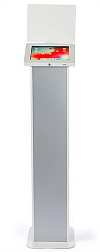 9.7" Tablet Floor Stand with Locking Enclosure and Sign Holder – White - Image 3