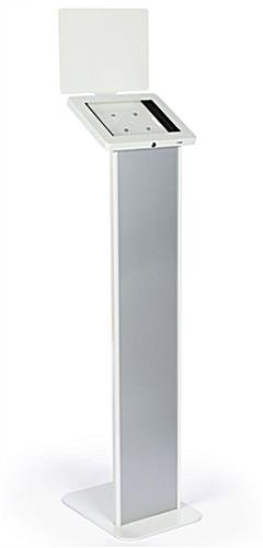 9.7" Tablet Floor Stand with Locking Enclosure and Sign Holder – White - Image 6