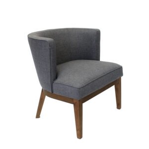 Bowery Barrel Back Arm Chair with Wood Legs Slate Gray Commercial Grade Linen