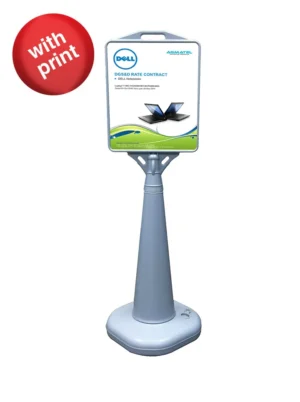 13” x 15” Sign Stand Traffic Cone with Custom Print, Double Sided, Water-fill – Gray