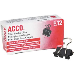 ACCO 1/2" Mini Binder Clips, 12 ct