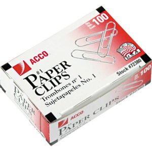 ACCO #1 Paper Clips, Smooth, 1000 ct