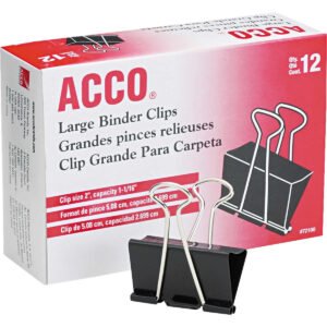ACCO 2" Large Binder Clips, 12 ct