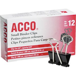 ACCO 3/4" Small Binder Clips, 12 ct