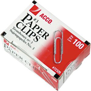ACCO #3 Paper Clips, Smooth, 1000 ct