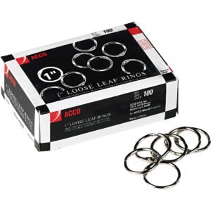 Acco Metal 1" Book Rings, 100 ct