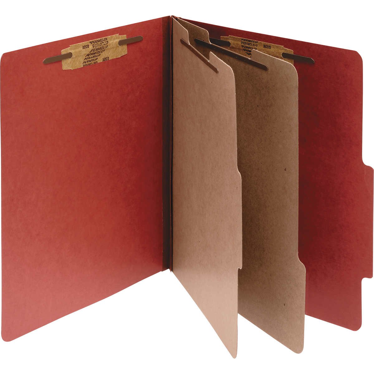Acco Pressboard Classification Folder, 2 Divider, 3" Expansion, Legal, Earth Red, 10 ct