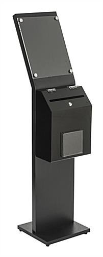 Acrylic Ballot Box w/ 8.5 x 11 Sign Holder, Front Pocket, Floor Standing - Black - Image 2