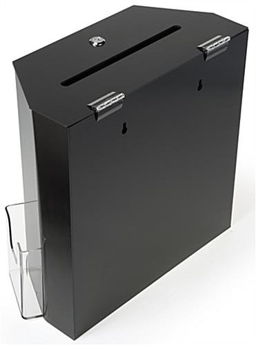 Acrylic Ballot Box with 8.5” x11” Frame, Lock & 2 Pockets, Wall or Tabletop – Black - Image 3