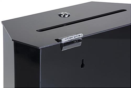 Acrylic Ballot Box with 8.5” x11” Frame, Lock & 2 Pockets, Wall or Tabletop – Black - Image 5
