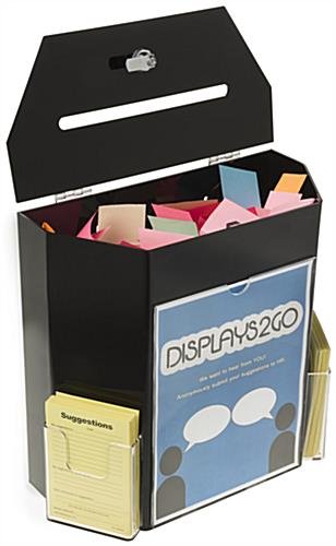 Acrylic Ballot Box with 8.5” x11” Frame, Lock & 2 Pockets, Wall or Tabletop – Black - Image 6