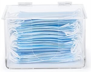 Acrylic Earloop-Style Face Mask Dispenser w/ Hinged Top - Clear