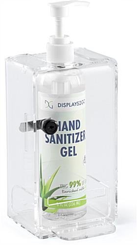 Acrylic Hand Sanitizer Holder, Tabletop or Wall Mounted, Locking - Clear